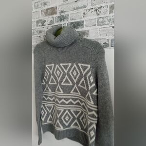 J. Crew Gray and Cream Turtleneck Sweater NWT